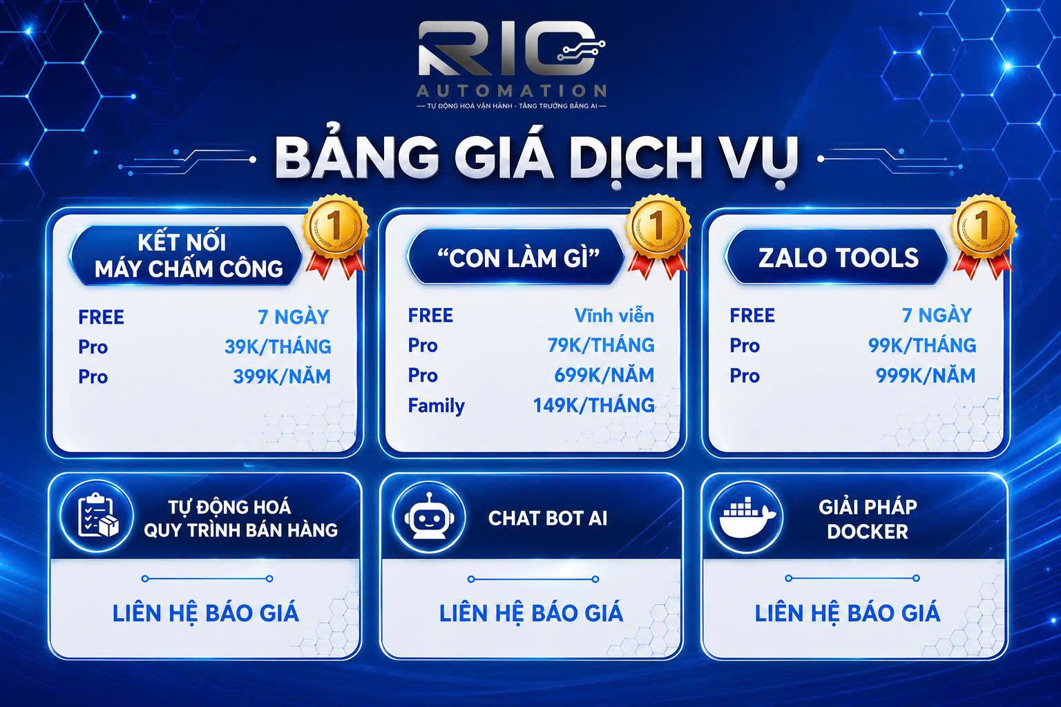 Bảng giá dịch vụ